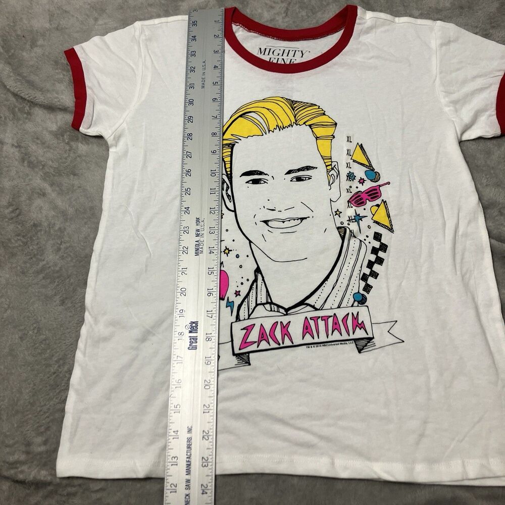 Zack Attack Saved By The Bell Ringer T-Shirt Womens XL White Red‎ Retro 80s - Picture 3 of 8